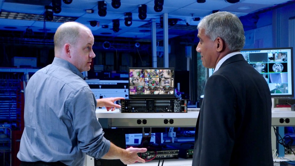 sensormatic engineers discussing computer vision and ai running on lenovo server hardware powered by intel chips