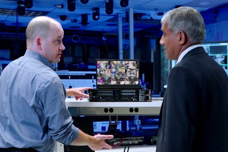 sensormatic engineers discussing computer vision and ai running on lenovo server hardware powered by intel chips