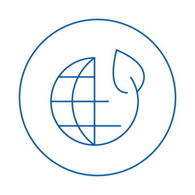 icon of globe changing into leaf